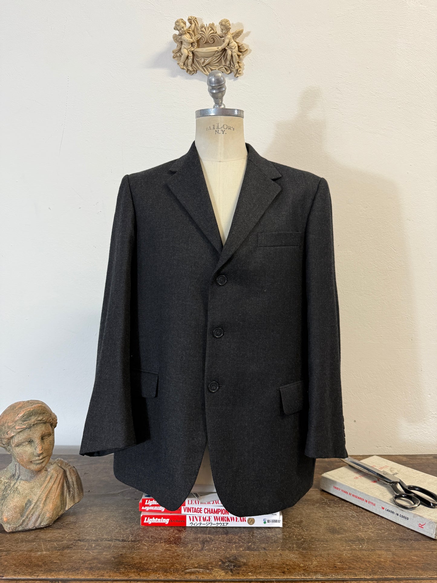 Vintage Black/Grey Wool Blazer