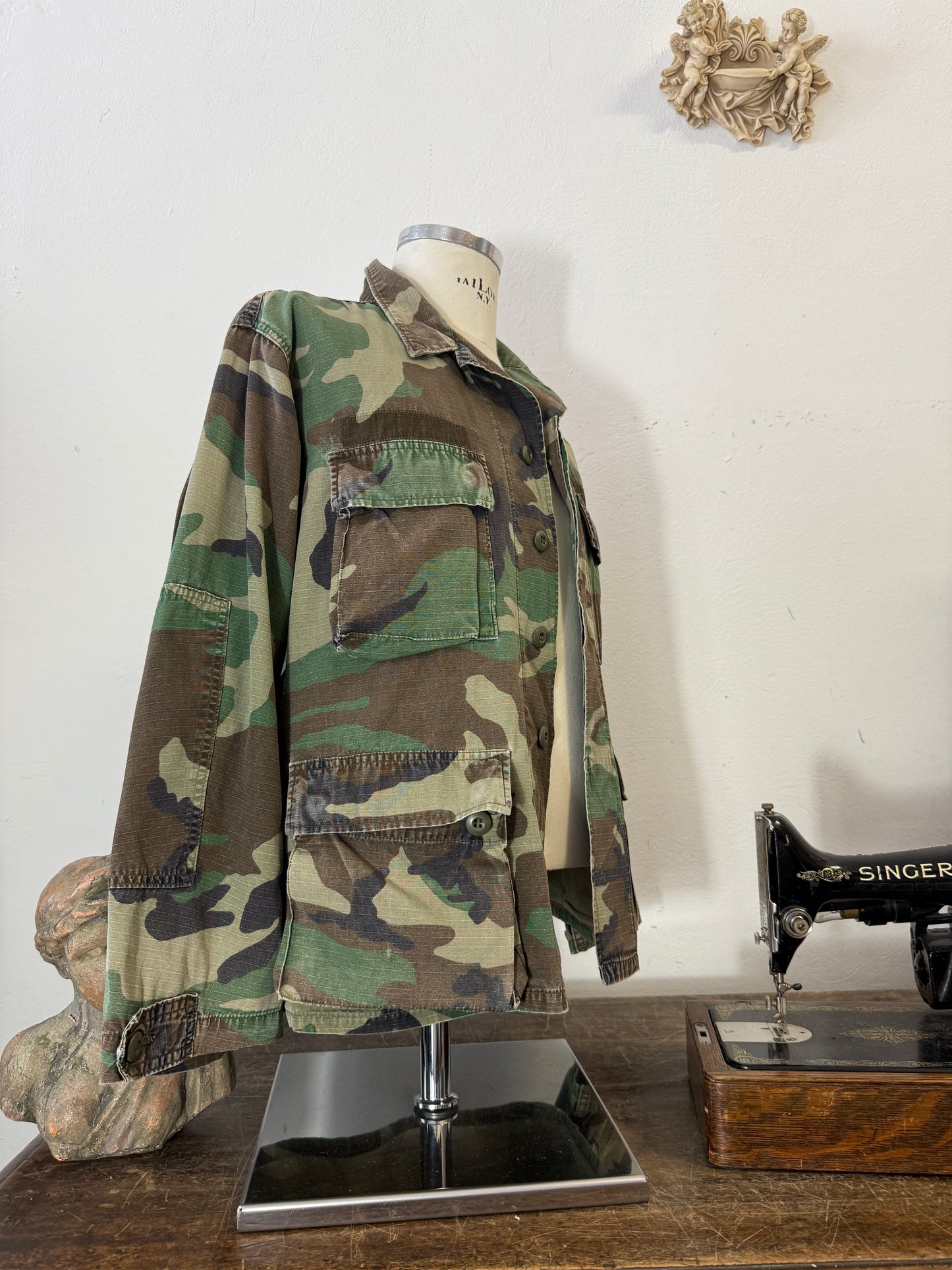 Vintage Woodland Camo Jacket Us Army Rip Stop “M”