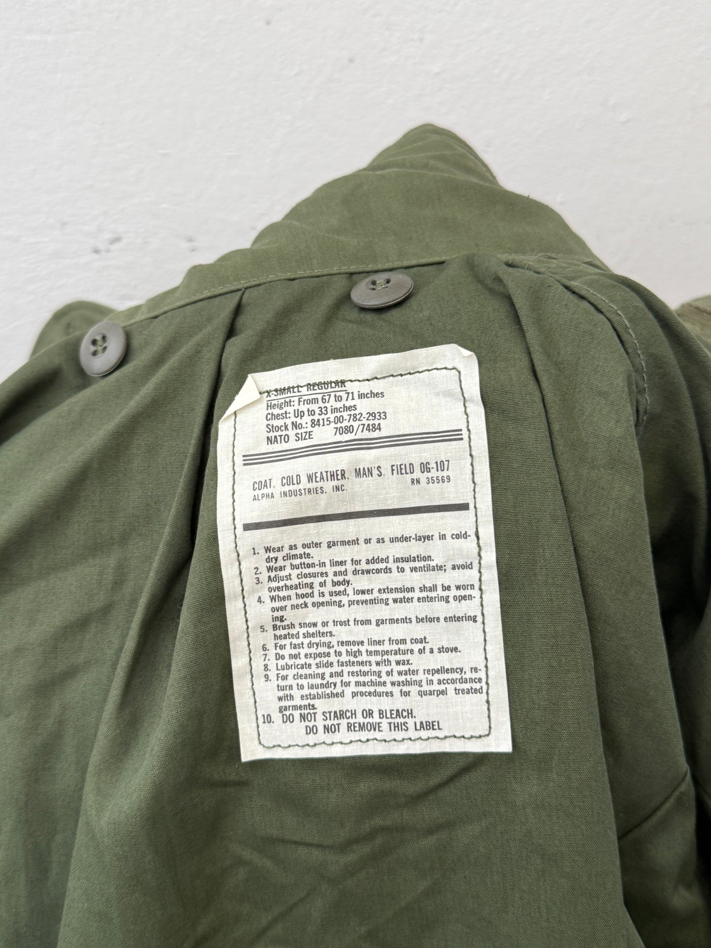 Deadstock Field Jacket M65 Us Army “XS/S”