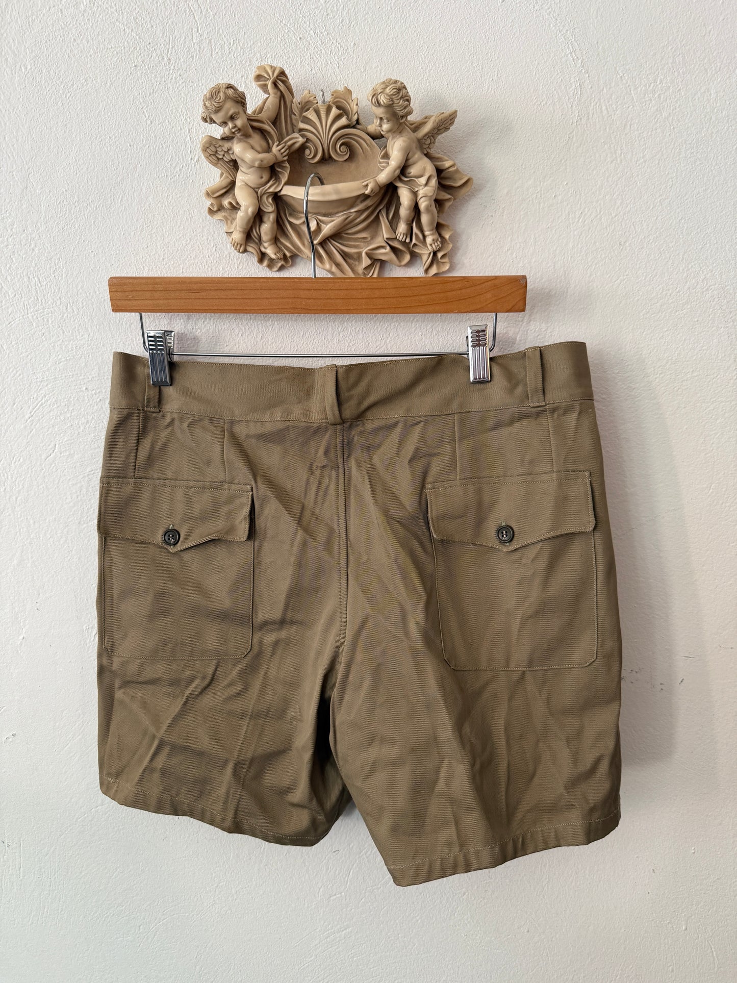 Vintage Italian Army Shorts with Buttons 89 cm