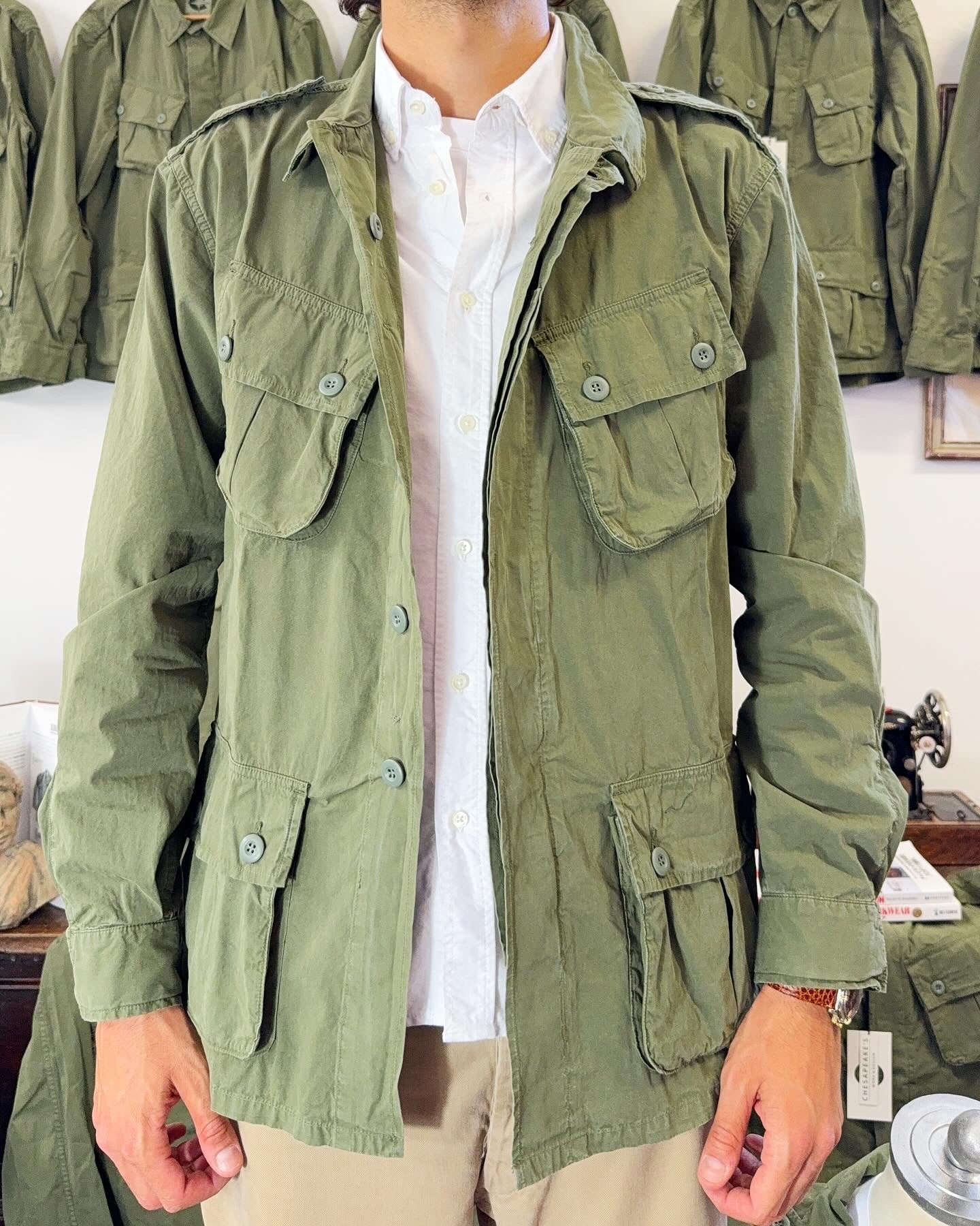 Jungle Jacket Popeline First Pattern Military Green - Chesapeake’s