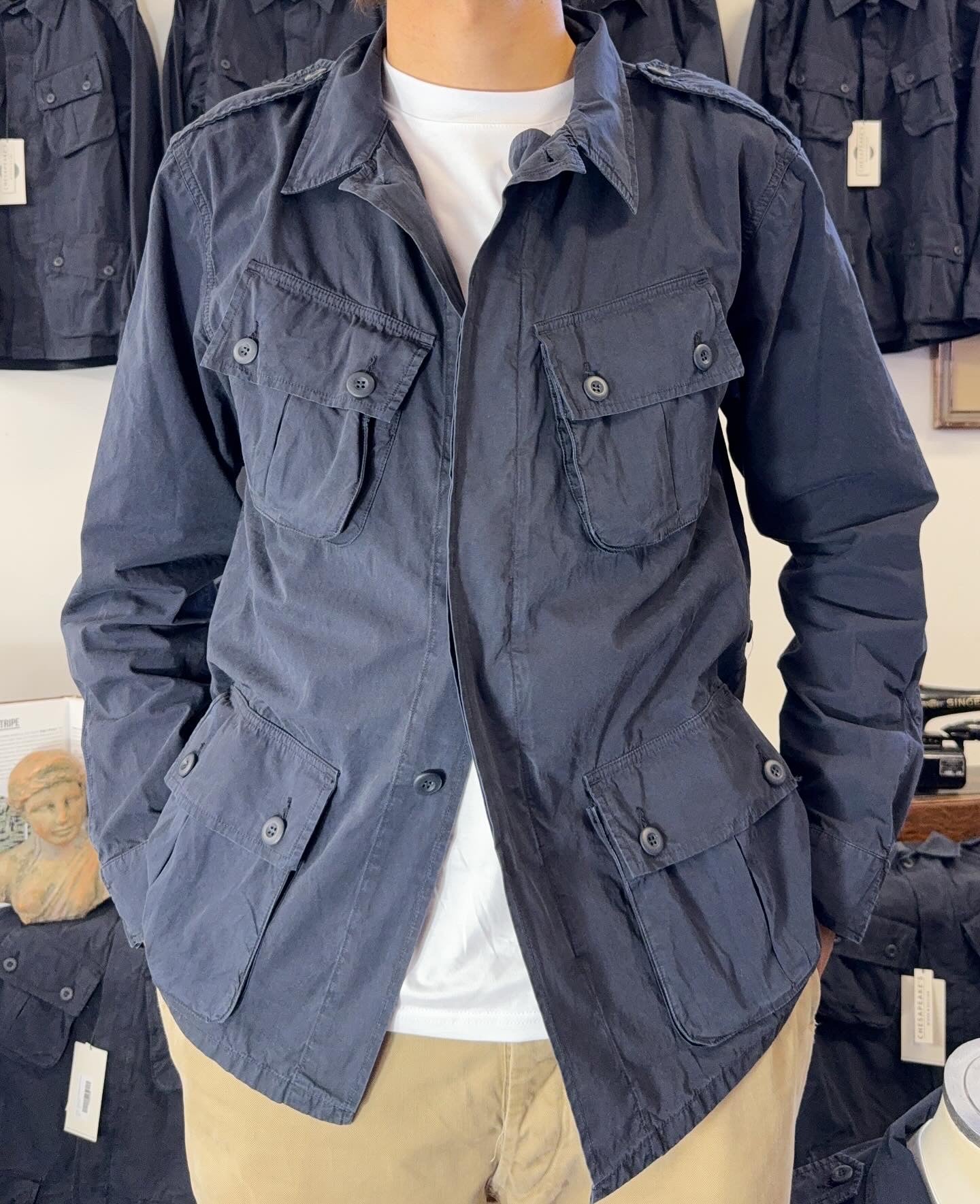 Jungle Jacket Popeline First Pattern Blue Navy - Chesapeake’s