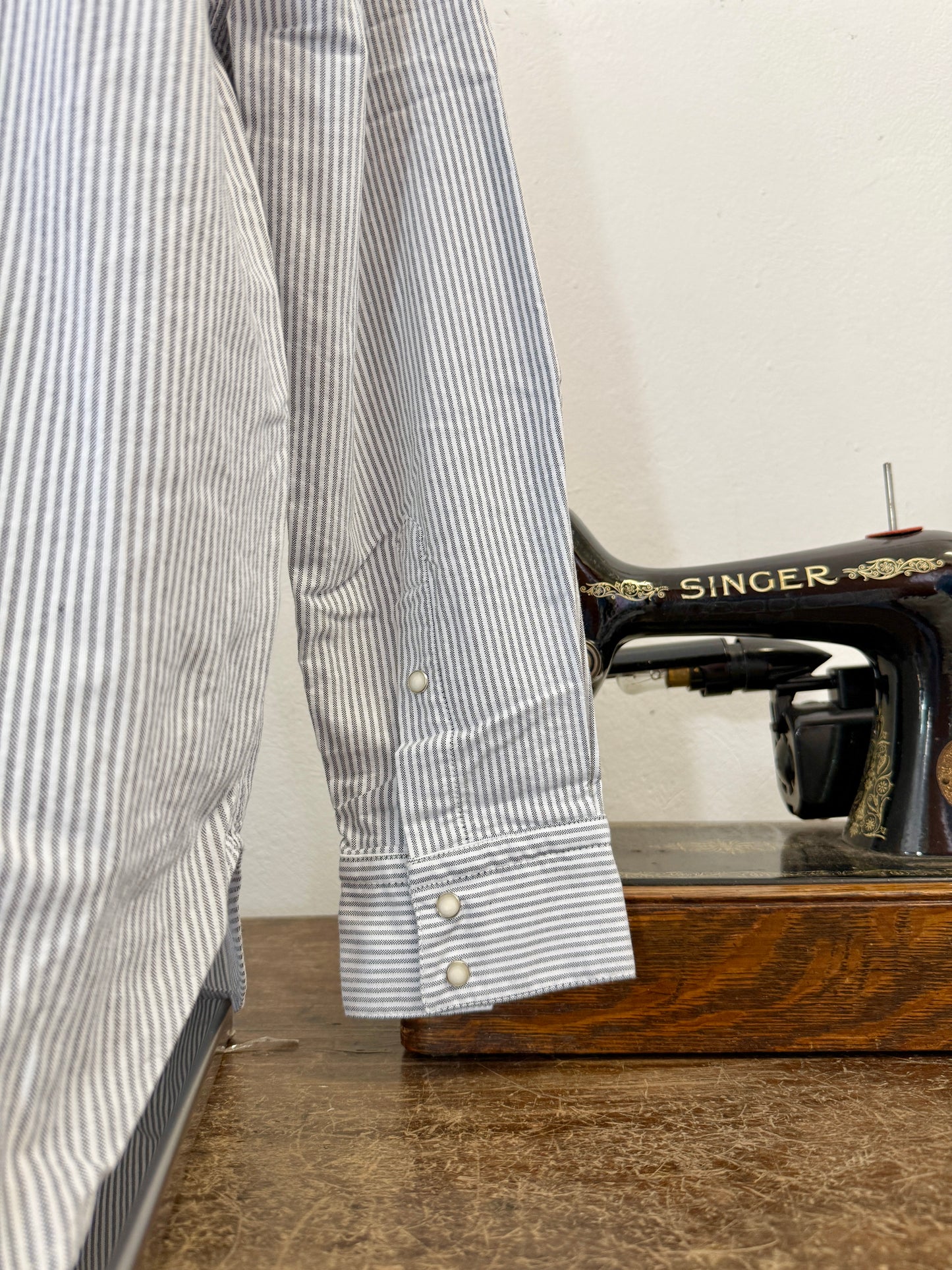 Western Oxford Shirt Striped Military Green- Chesapeake’s