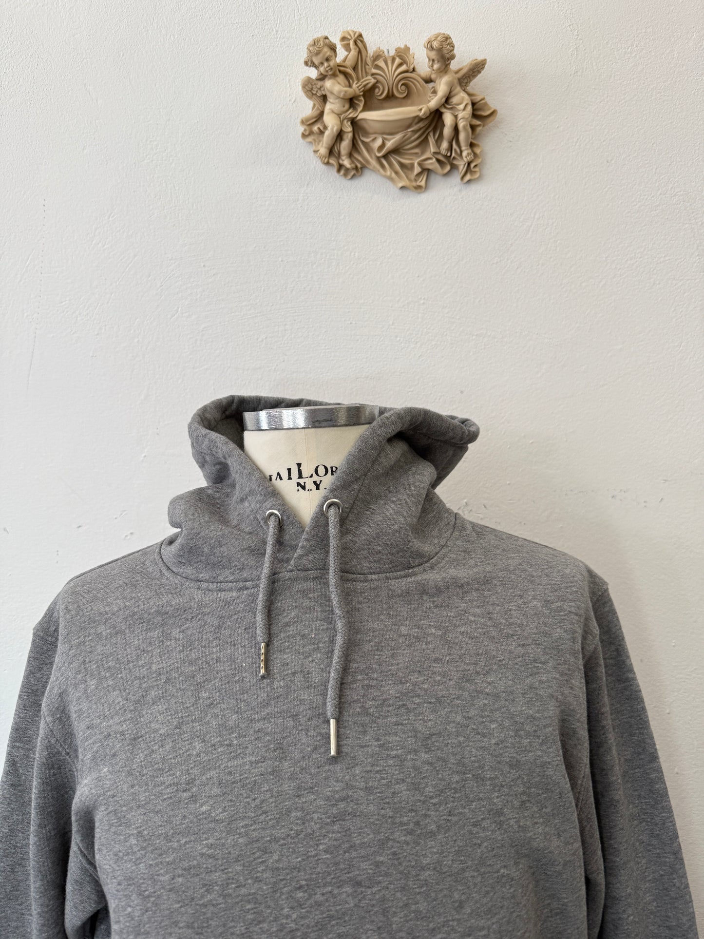 Basic Grey Hooded Sweatshirt With Fleece Lining “L”