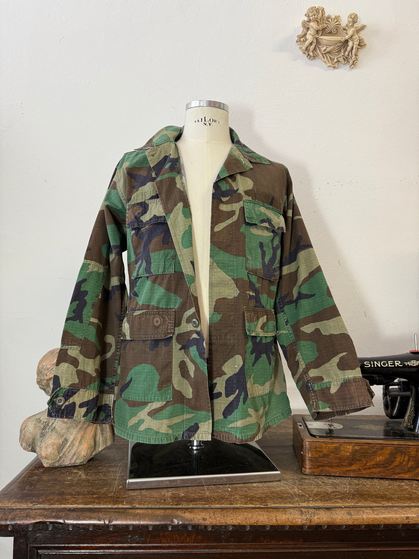 Vintage Woodland Camo Jacket Us Army Rip Stop “M”