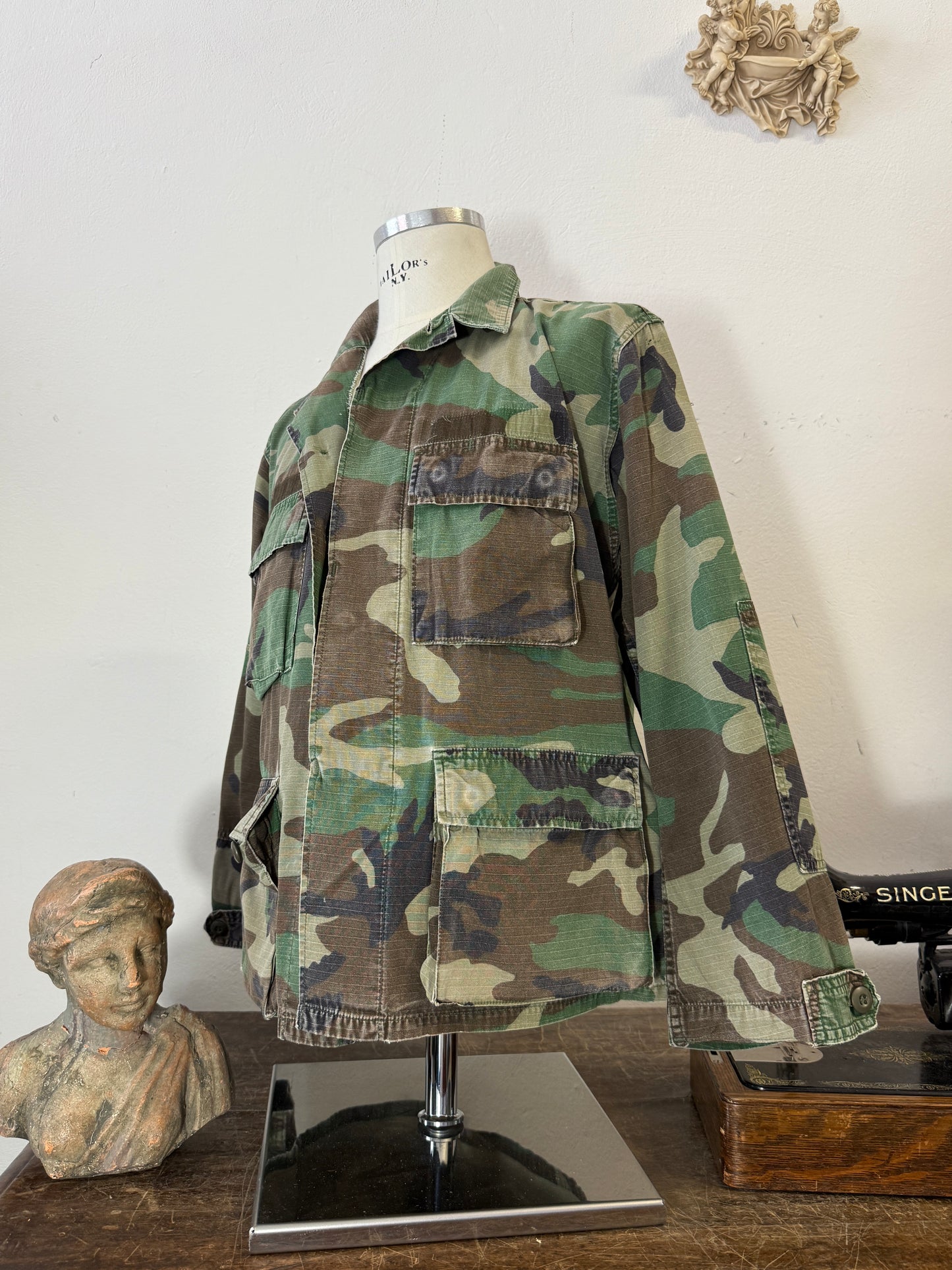 Vintage Woodland Camo Jacket Us Army Rip Stop “M”