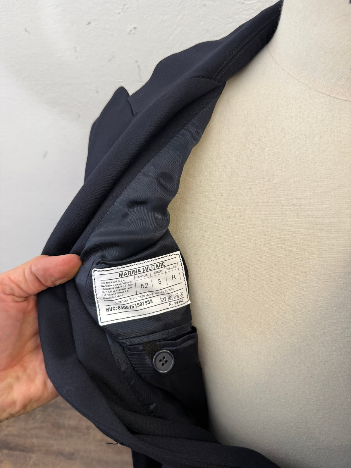 Vintage Italian Navy Double Breasted Jacket “M”