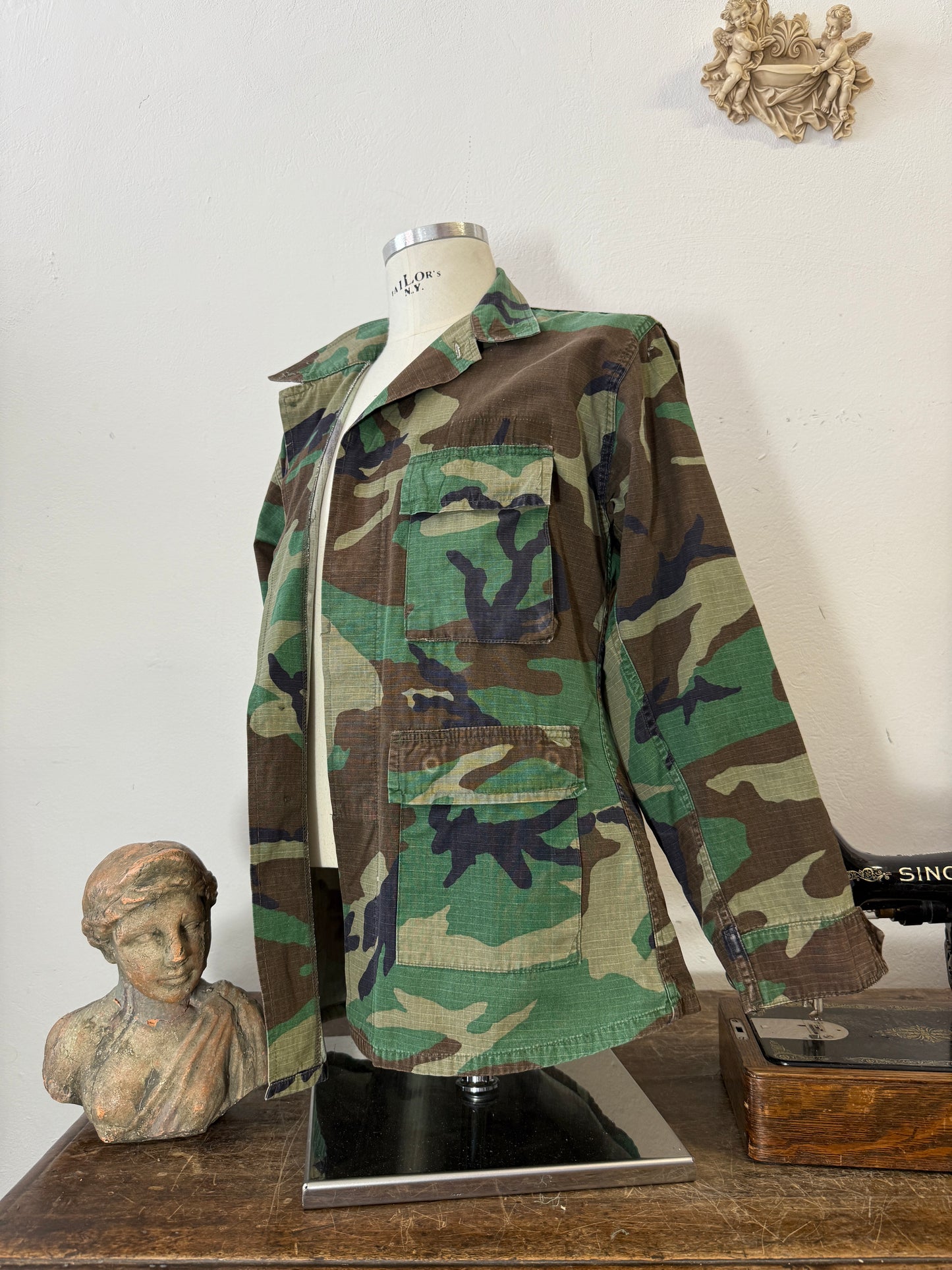 Vintage Woodland Camo Jacket Us Army Rip Stop “M”