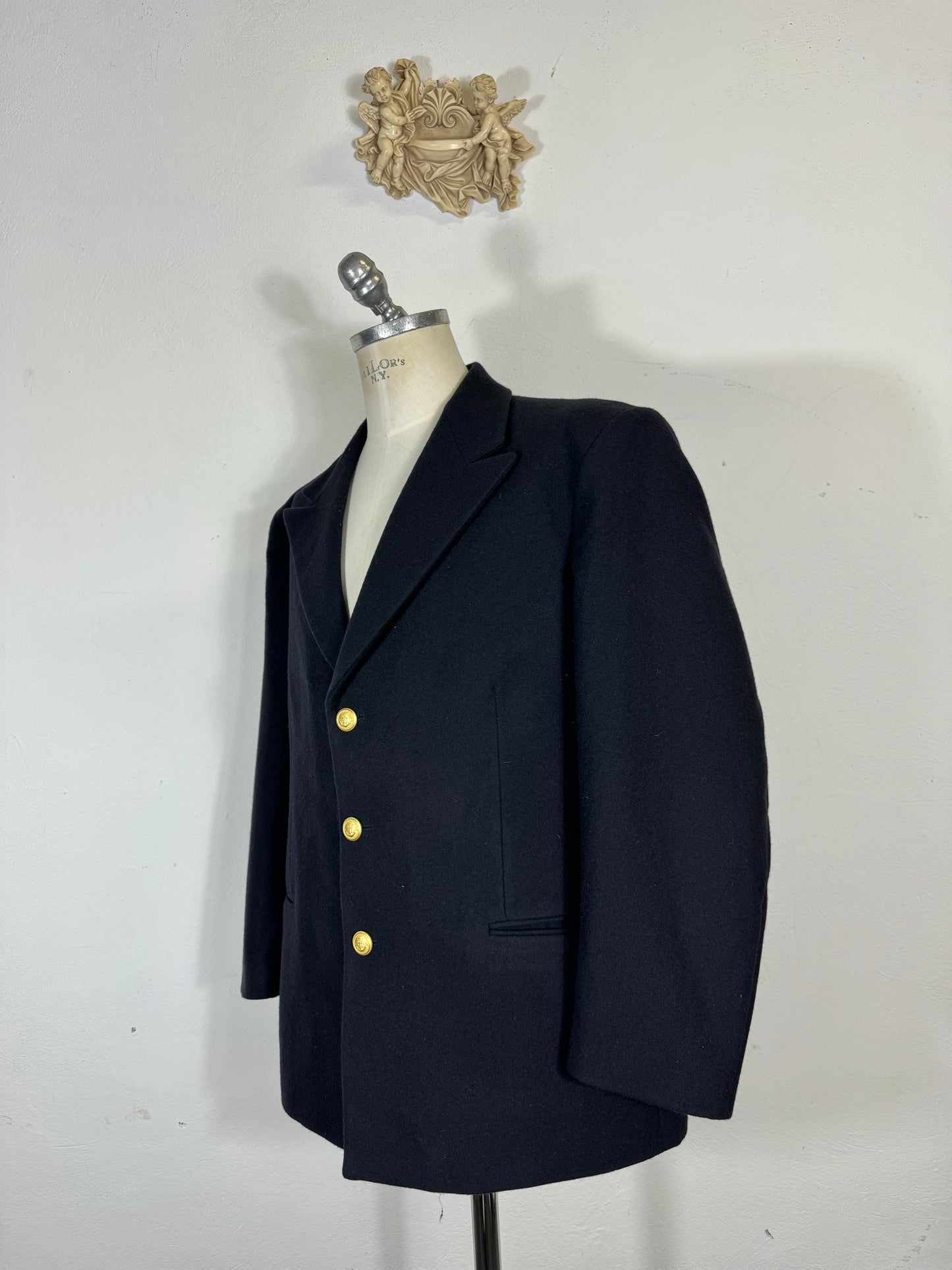 veste en laine marine italienne vintage « L »