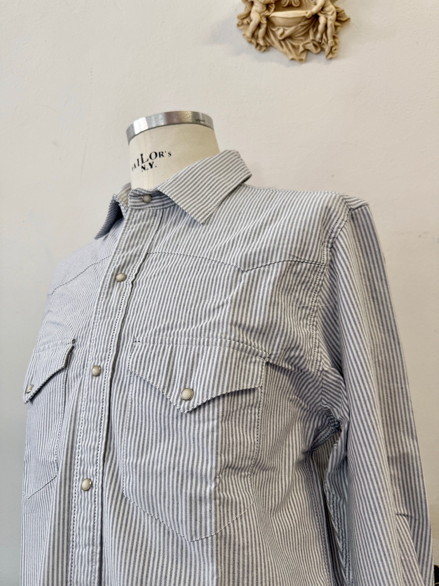Western Oxford Shirt Striped Military Green- Chesapeake’s