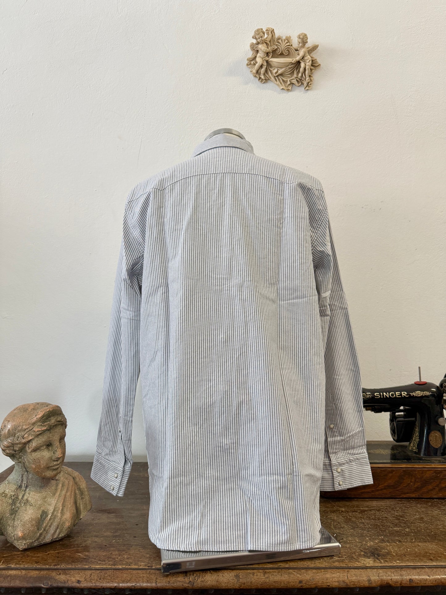 Western Oxford Shirt Striped Military Green- Chesapeake’s