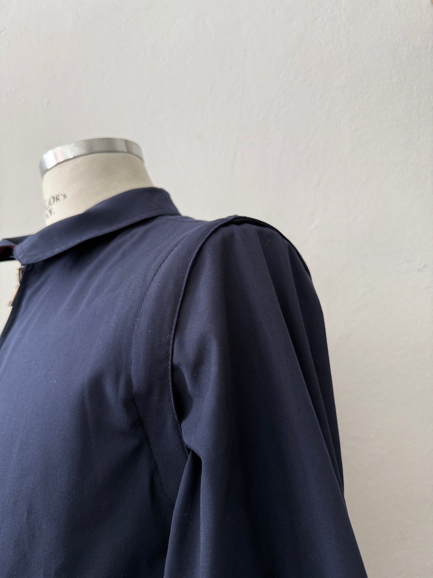 Blue Bomber Jacket With Tartan Lining, Reversible and Convertible Into a Vest “S”