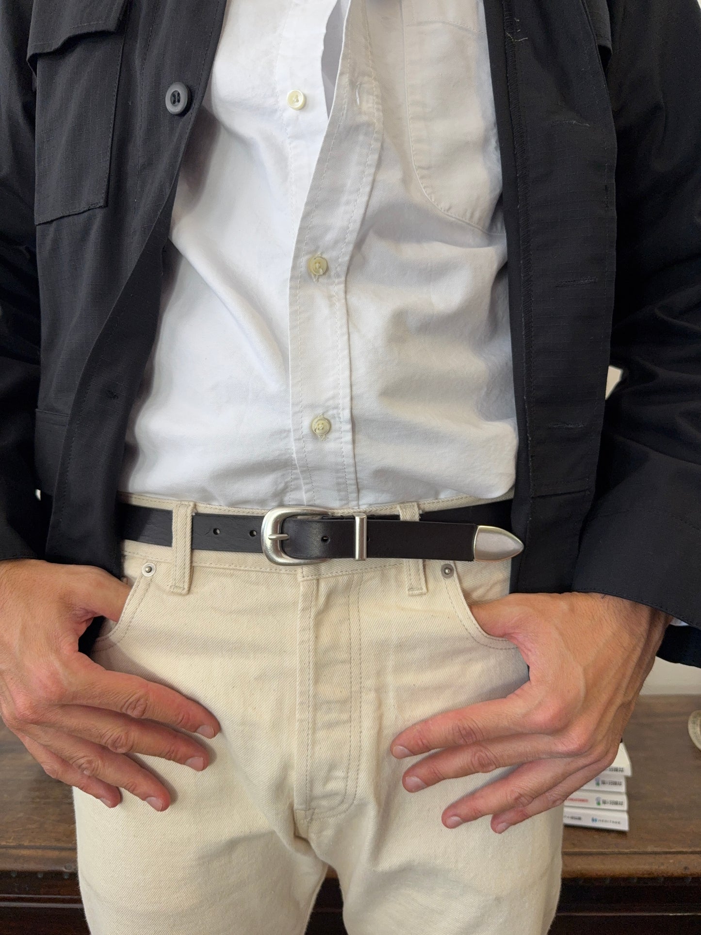 MANCINI 1979 X MISTER ARCHIVE - Black Leather Belt