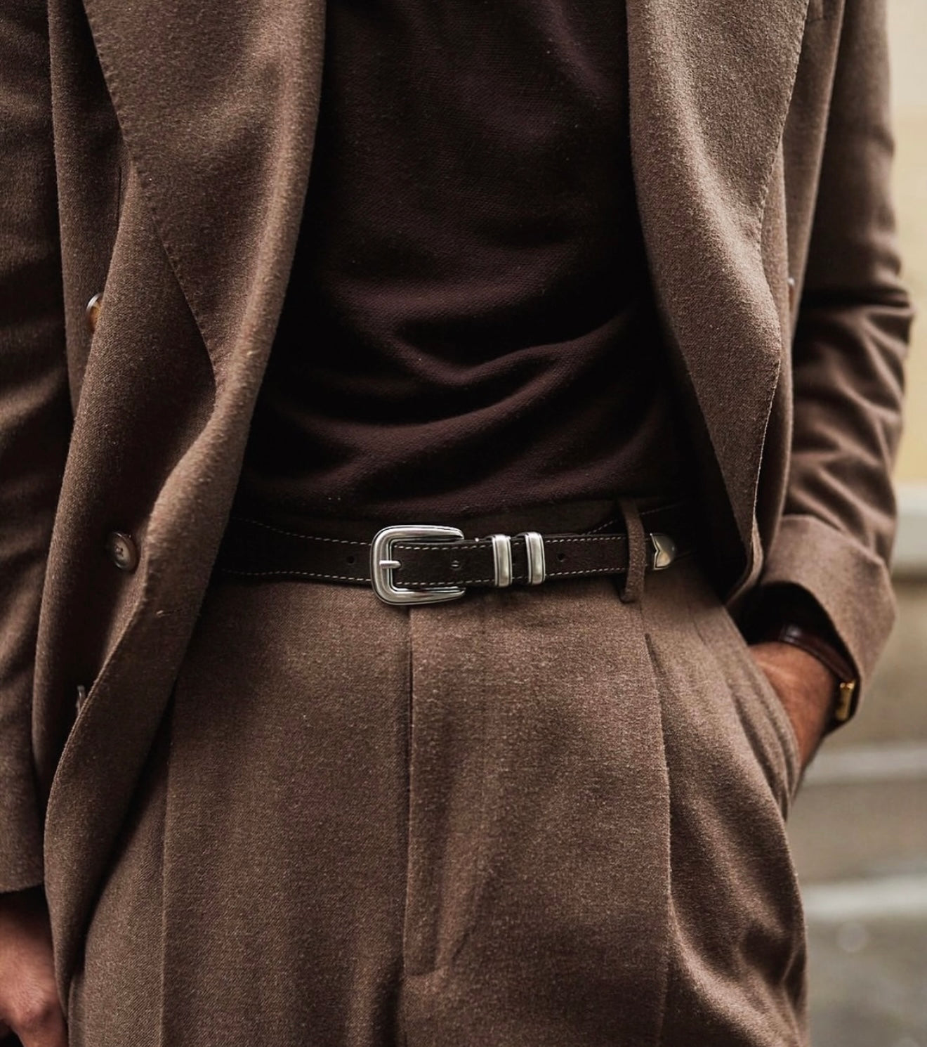 Tom Dark Brown Suede Belt