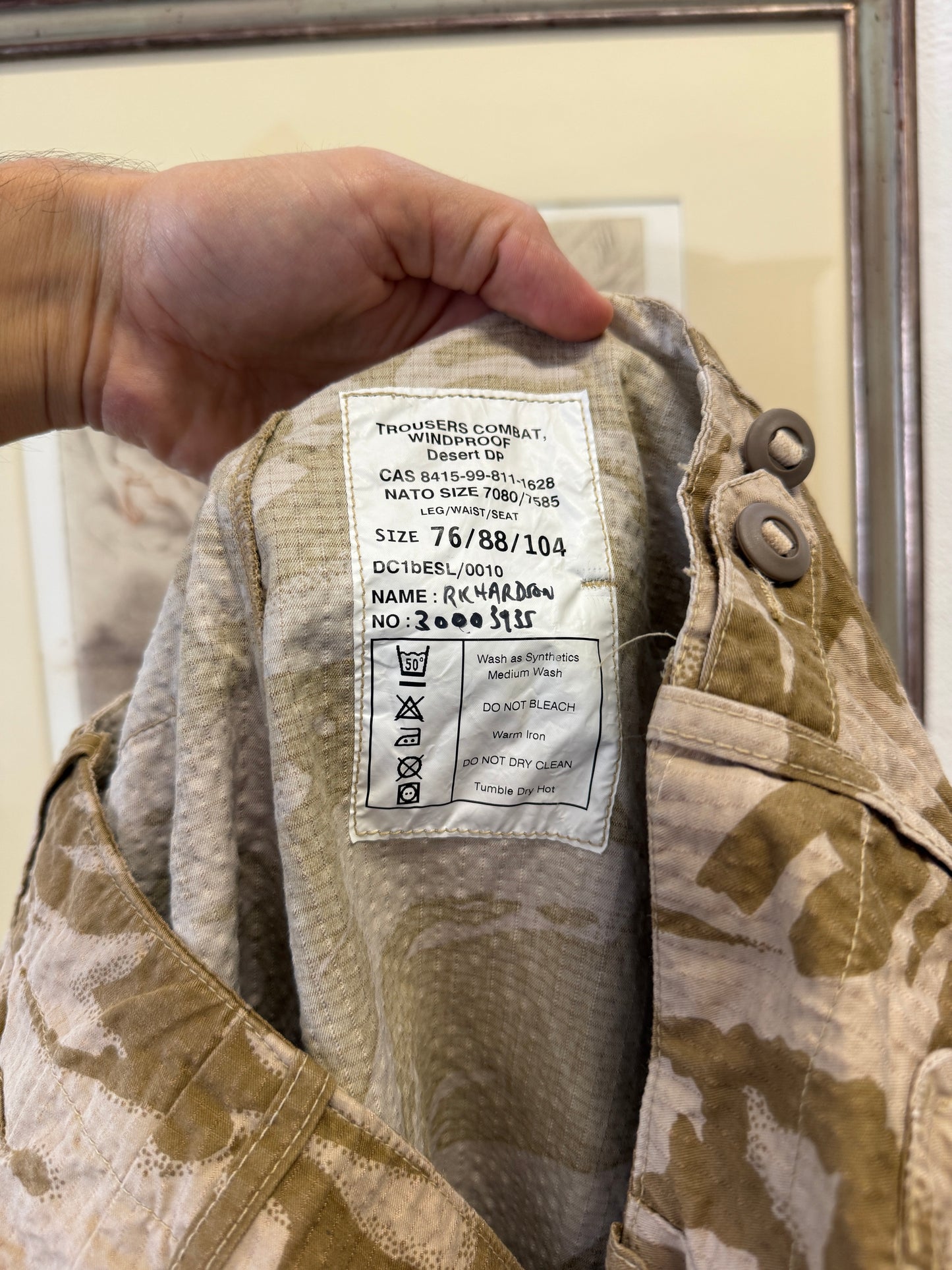Vintage 90’s British Army Military Windproof Trousers Desert Camo “W34”
