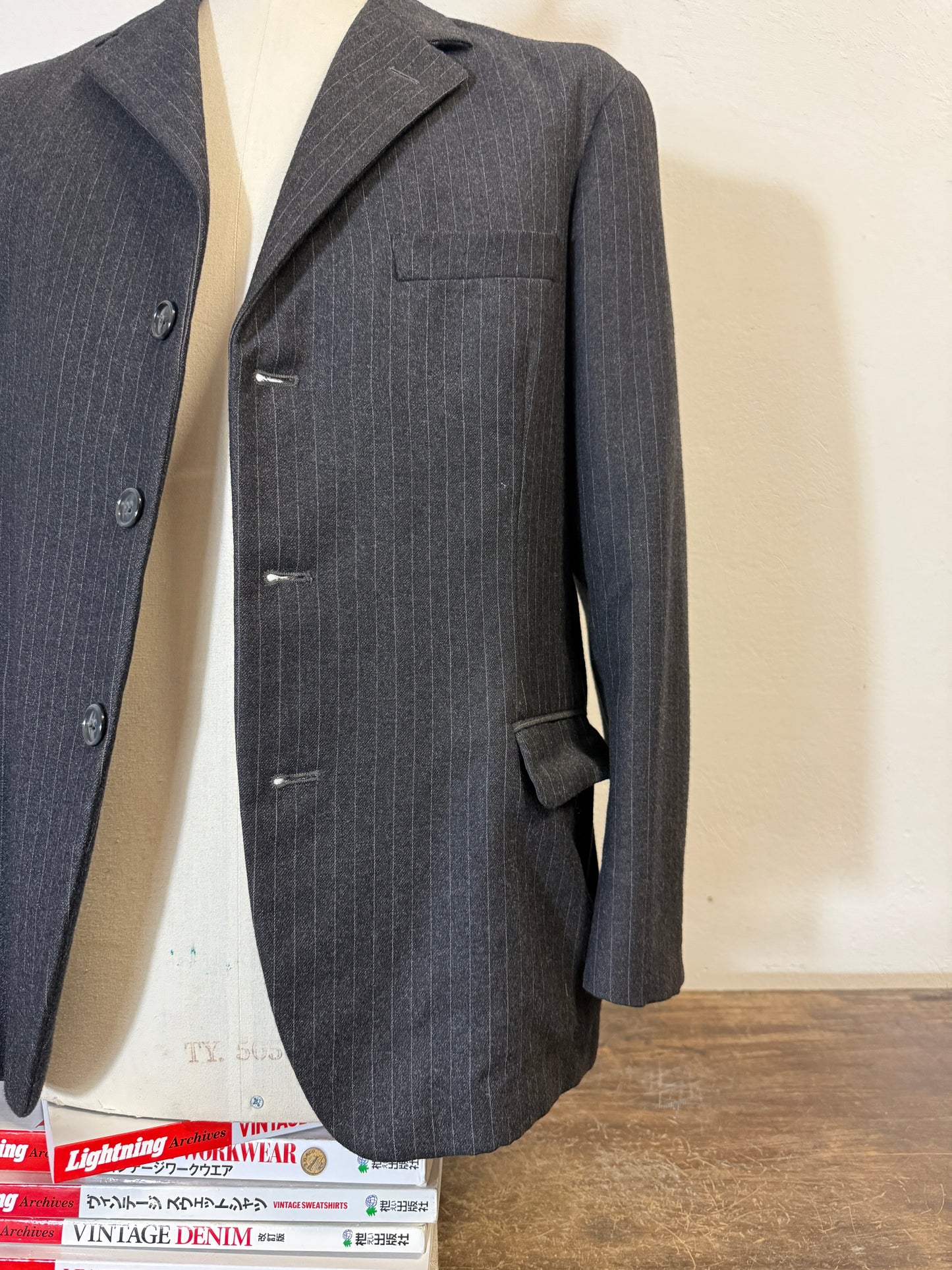 Vintage Grey Pinstripe Jacket “S/M”