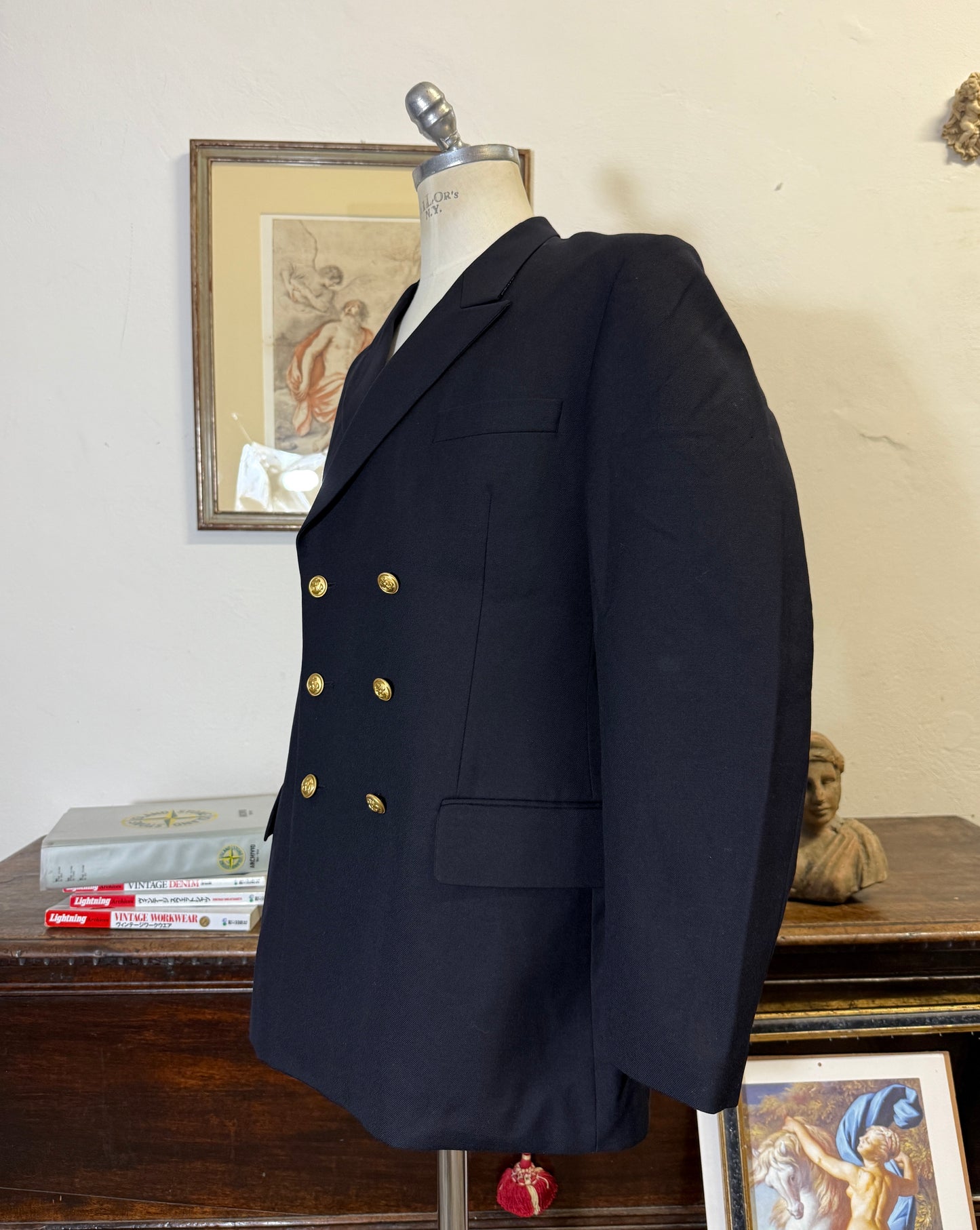 Vintage German Navy Double Breasted Jacket “XL”