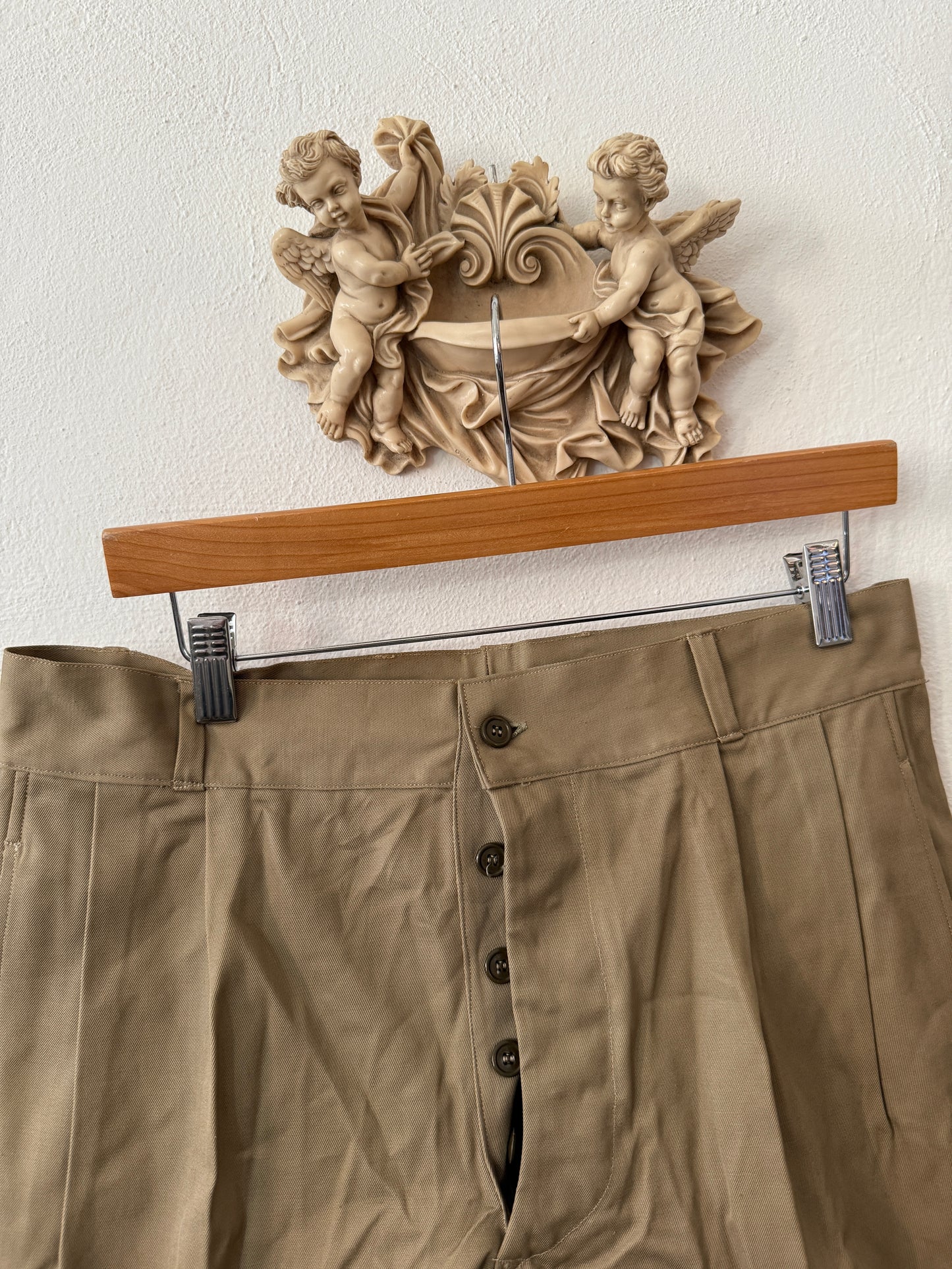 Vintage Italian Army Shorts with Buttons 89 cm
