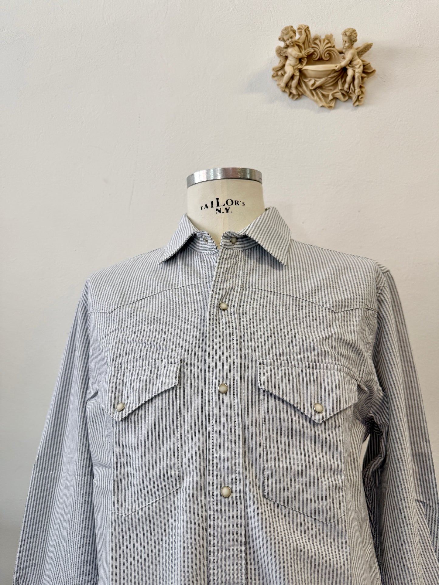 Western Oxford Shirt Striped Military Green- Chesapeake’s