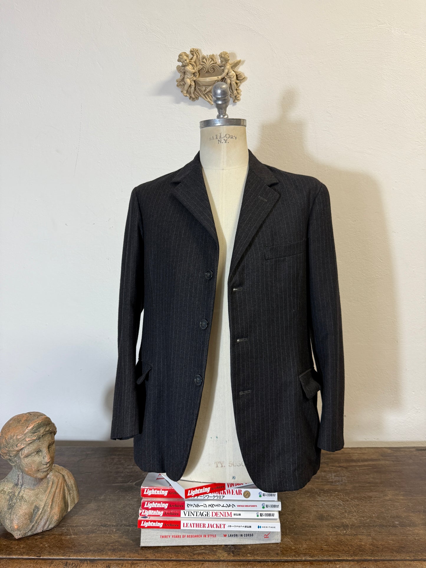 Vintage Grey Pinstripe Jacket “S/M”