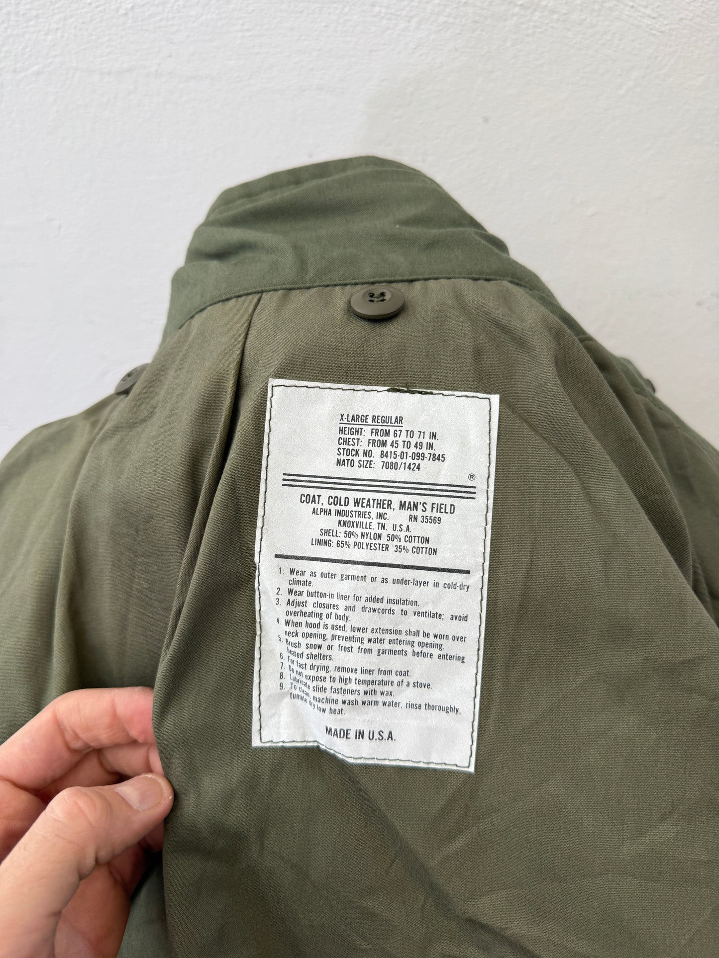 Field Jacket M65 Us Army Alpha Industries Made in Usa “XL”