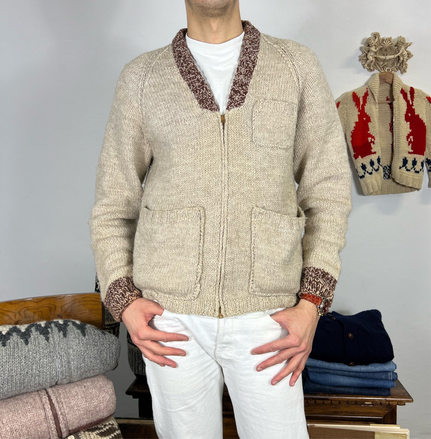 Cowichan vintage des années 1950-60 « XL »