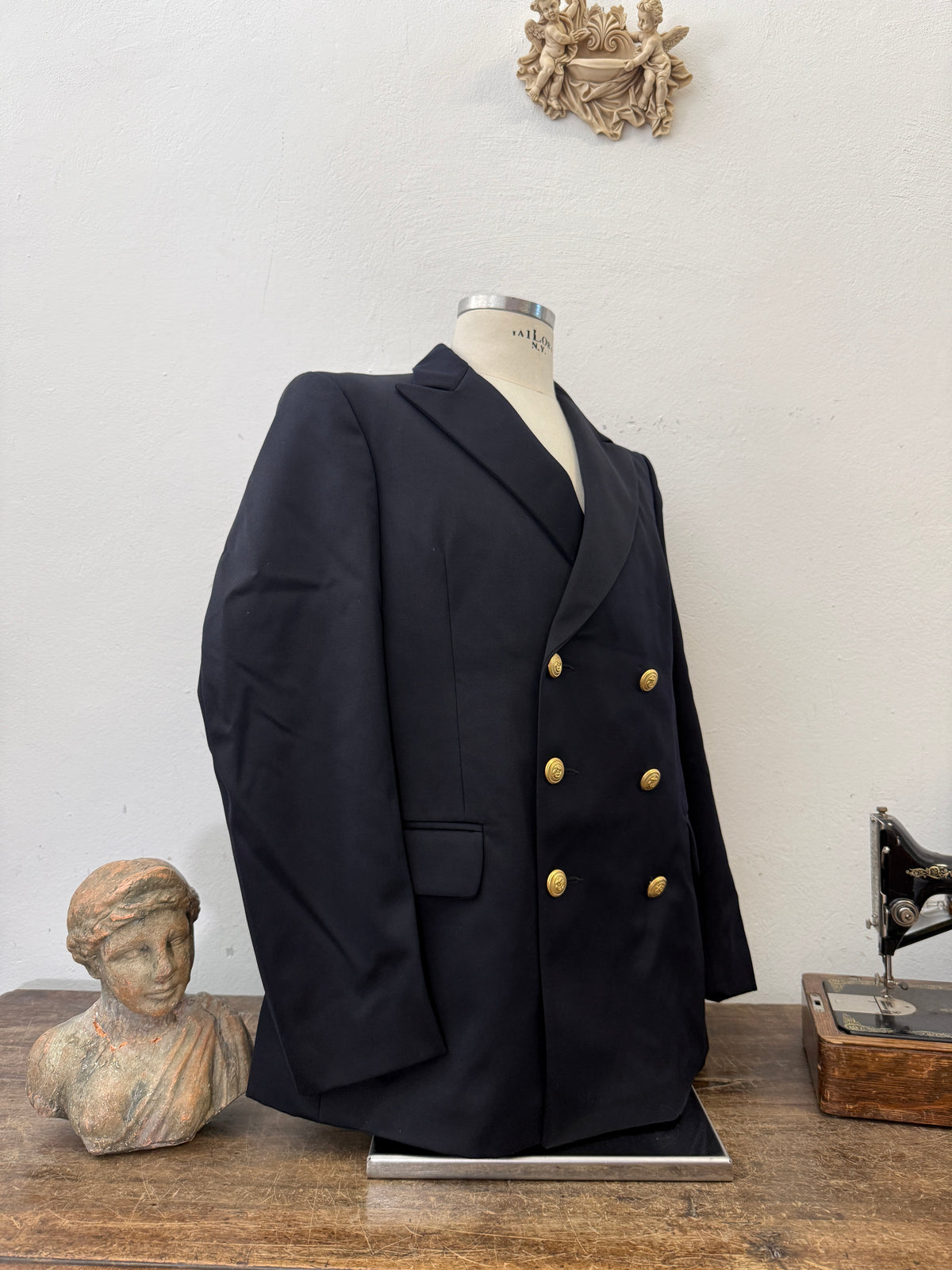 Vintage Italian Navy Double Breasted Jacket “L/XL”