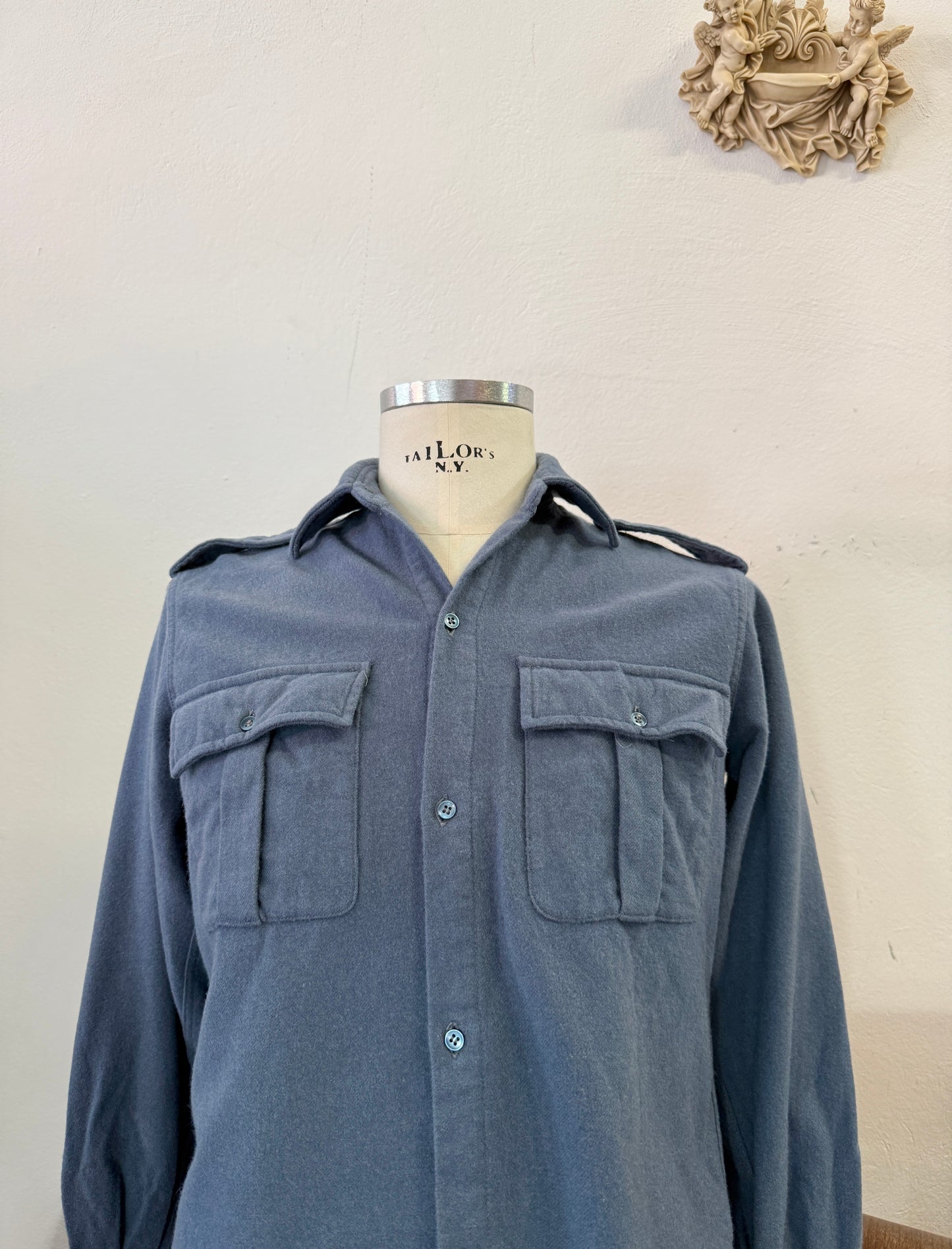 Vintage 60’s Italian Air Force Flannel Shirt “XS”