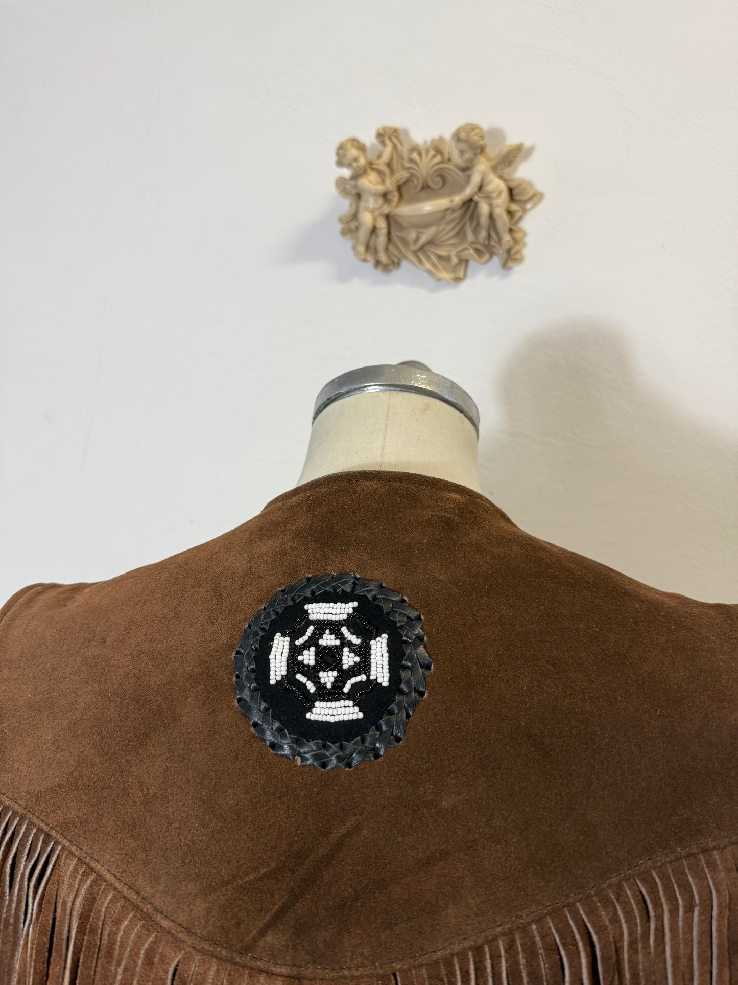 Vintage Western Suede Fringe Vest with Conchos “L/XL”