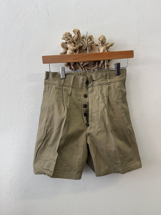 Vintage Italian Army Shorts with Buttons 69 cm