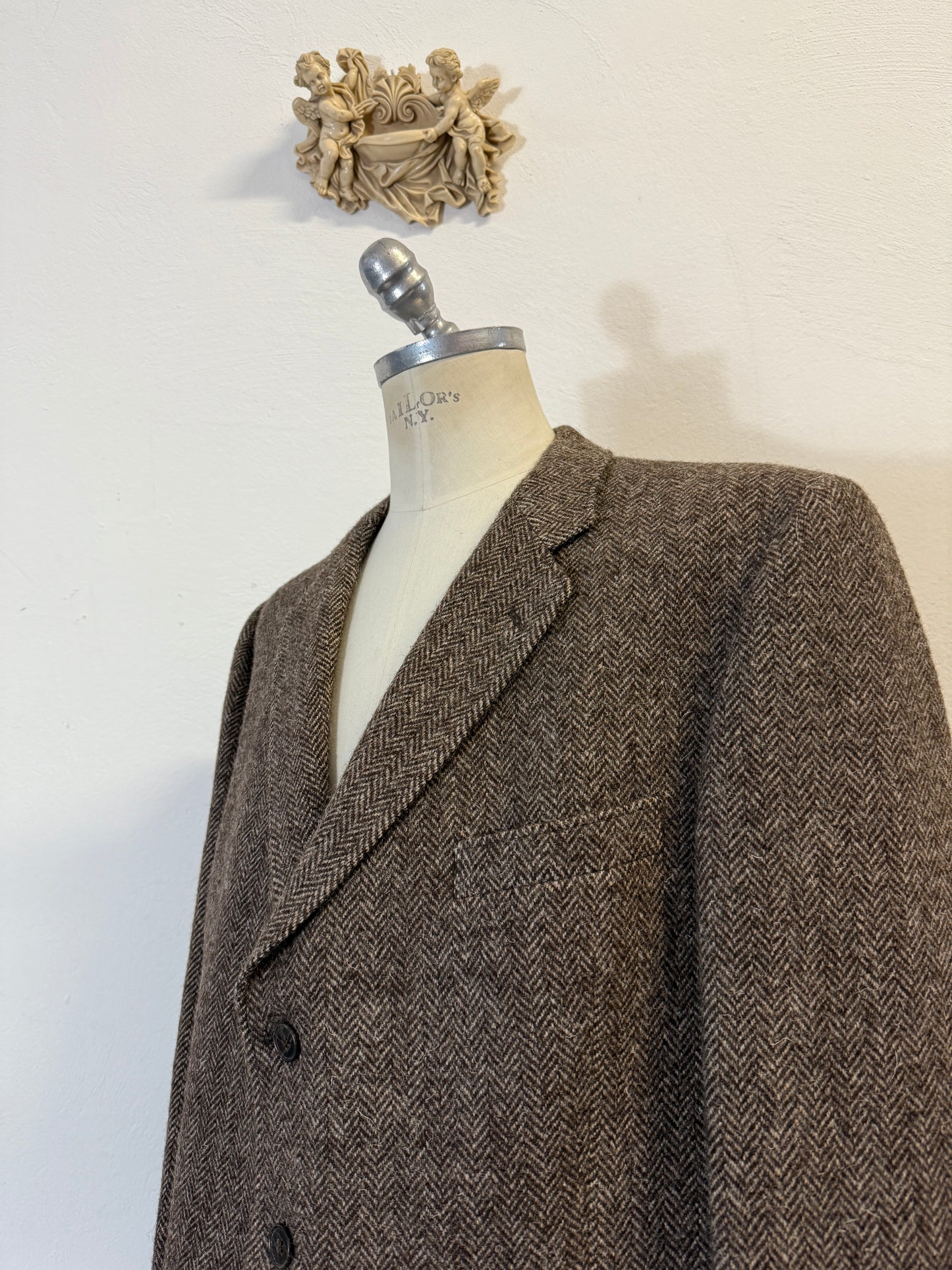 Vintage Wool Harringbone Blazer “XL”