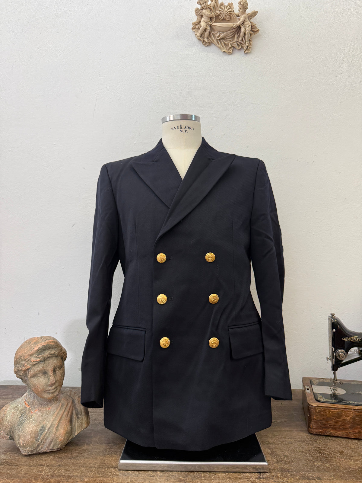 Vintage Italian Navy Double Breasted Jacket “M/L”