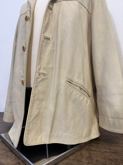 Vintage Cream Leather Jacket “L”