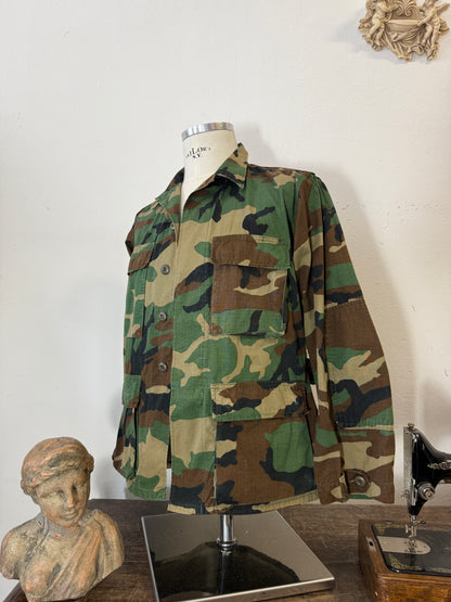Vintage Woodland Camo Jacket Us Army Rip Stop “S”