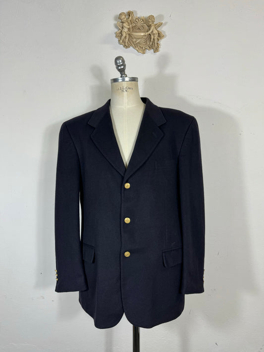 Vintage Italian Navy Wool Jacket  “XL”