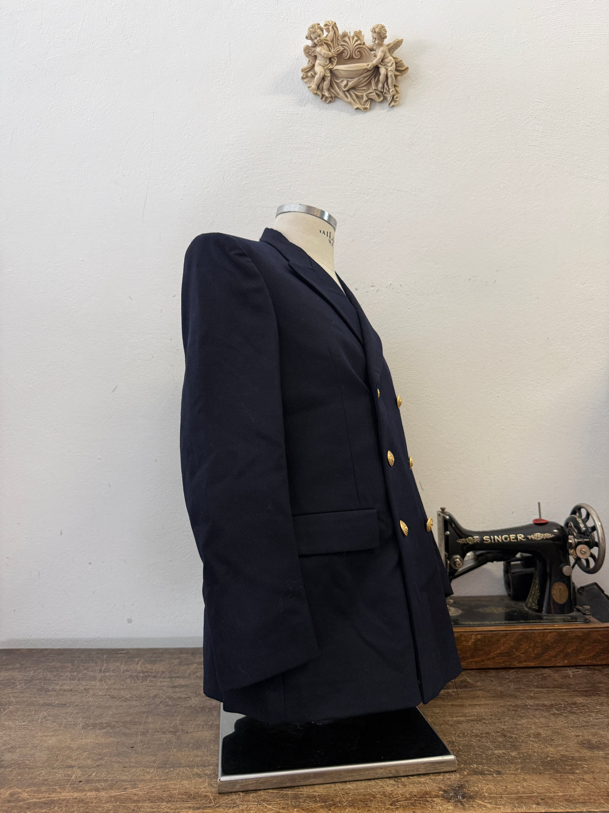 Vintage Italian Navy Double Breasted Jacket “S/M”
