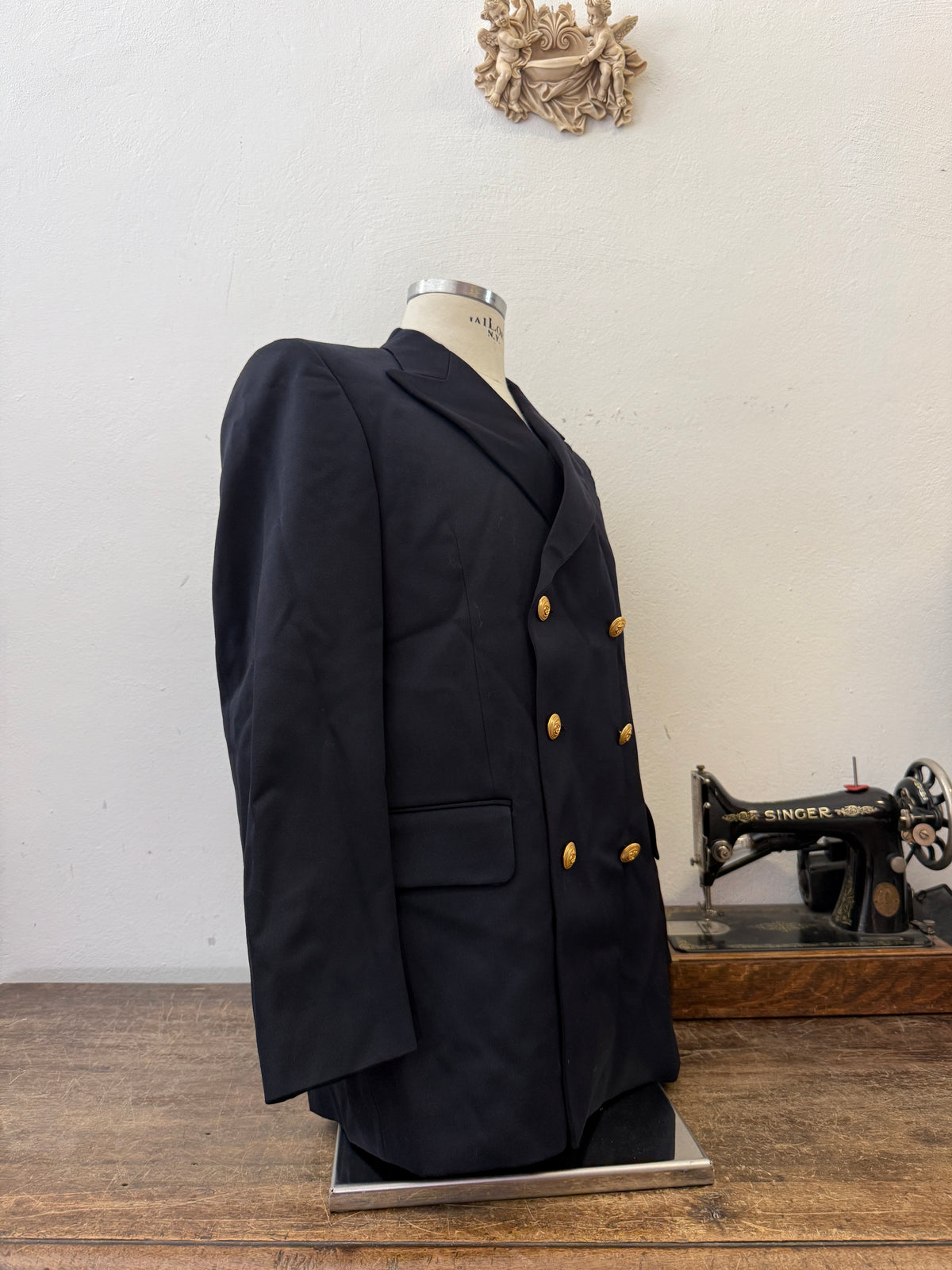 Vintage Italian Navy Double Breasted Jacket “M”