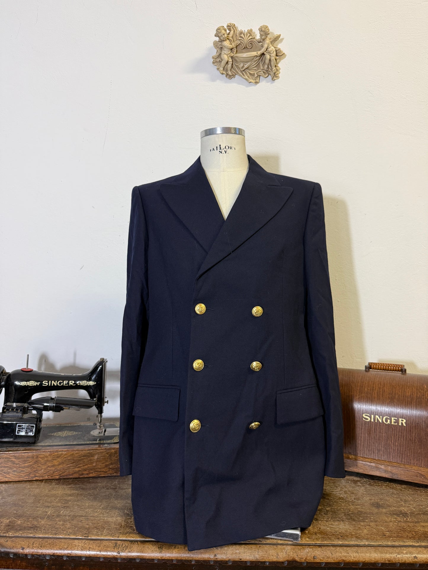 Vintage 90’s Italian Navy Double Breasted Jacket “XL”