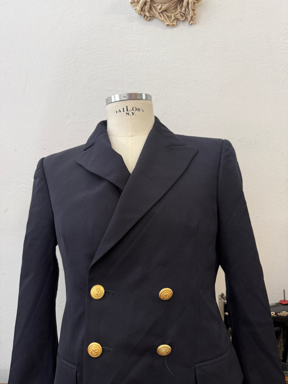Vintage Italian Navy Double Breasted Jacket “M”