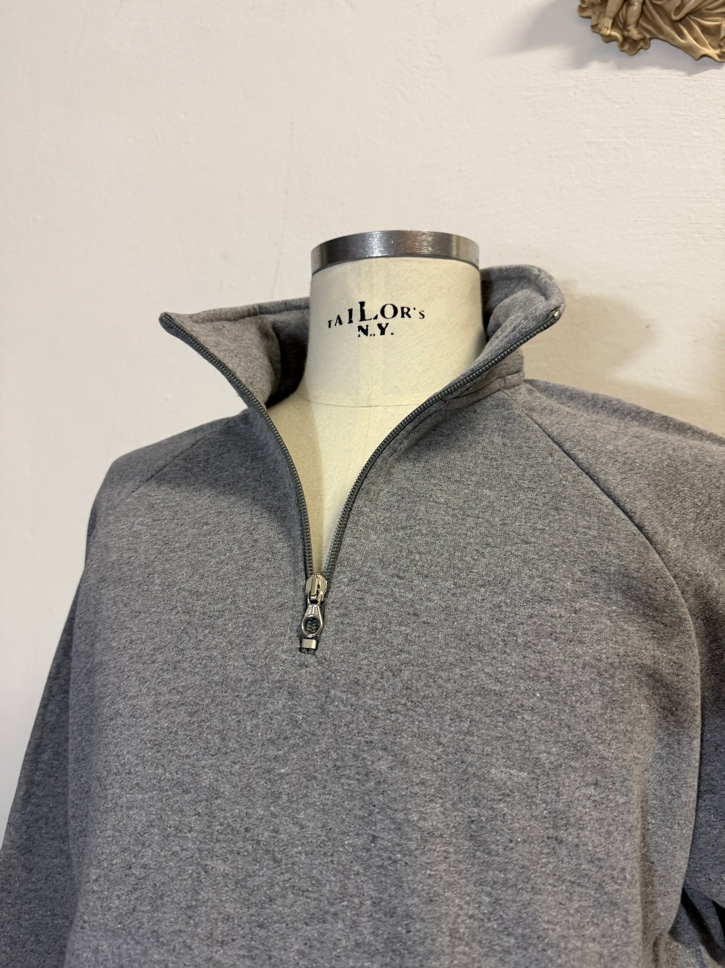 Raglan Grey Half Zip Sweatshirt - Made in Italy