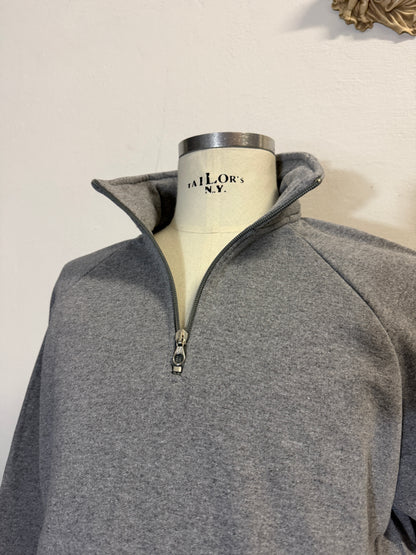Raglan Grey Half Zip Sweatshirt - Made in Italy