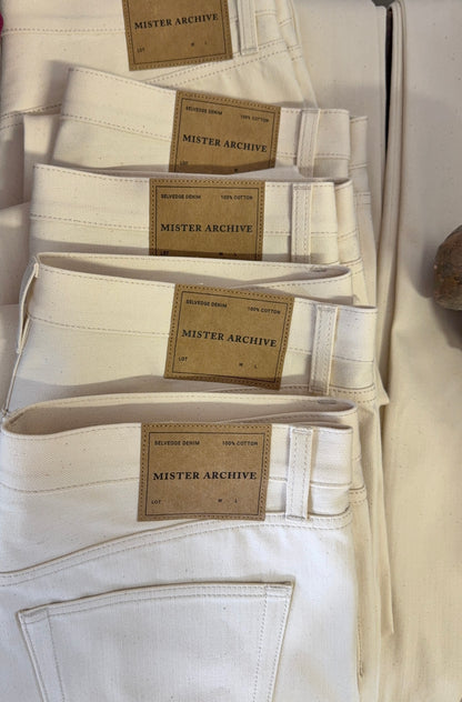 Ecru Selvedge Pants Made in Italy - Mister Archive®