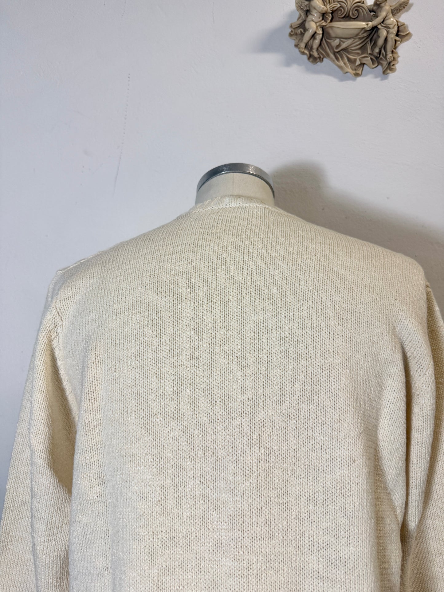 Classic Aran Sweater in Cream Wool