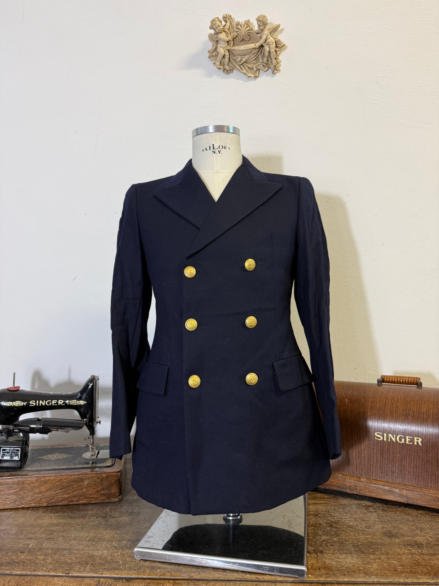 Vintage 90’s Italian Navy Double Breasted Jacket “S”