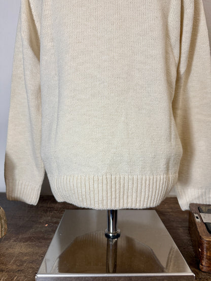 Classic Aran Sweater in Cream Wool