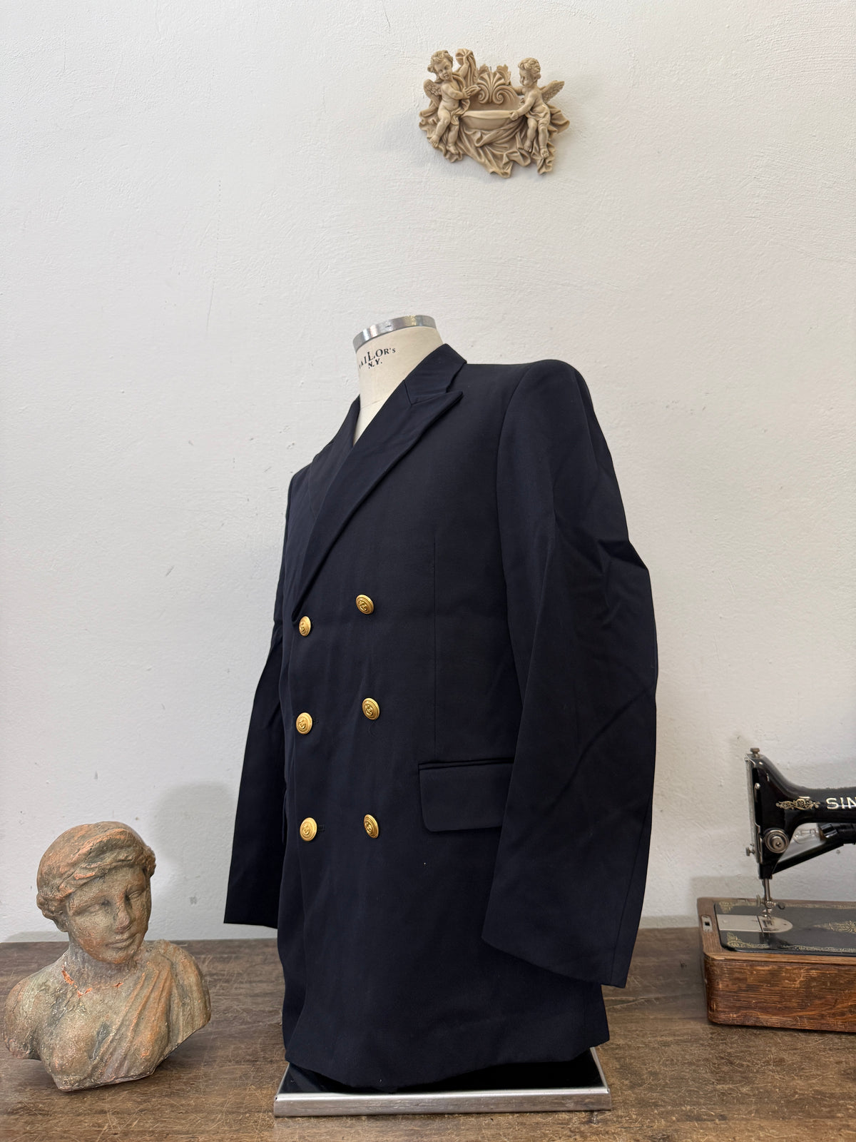 Vintage Italian Navy Double Breasted Jacket “M/L”