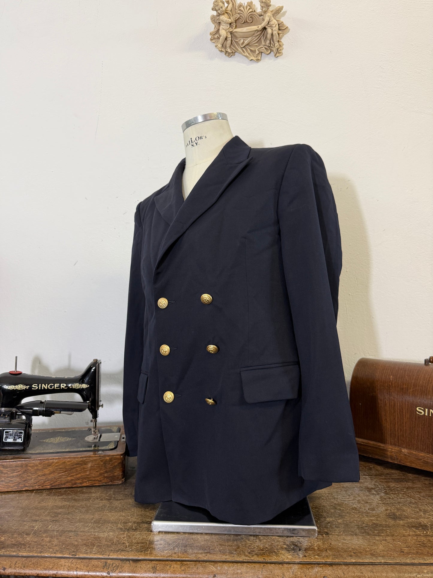 00’s Italian Navy Double Breasted Jacket “XL”