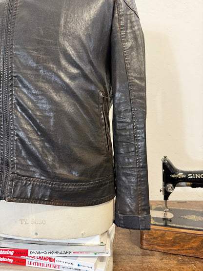 Glossy Leather-Effect Cotton Jacket “M”