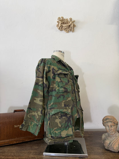 Vintage 1970-80s ERDL Camouflage Pattern Hot Weather Jacket Ripstop “S/M”