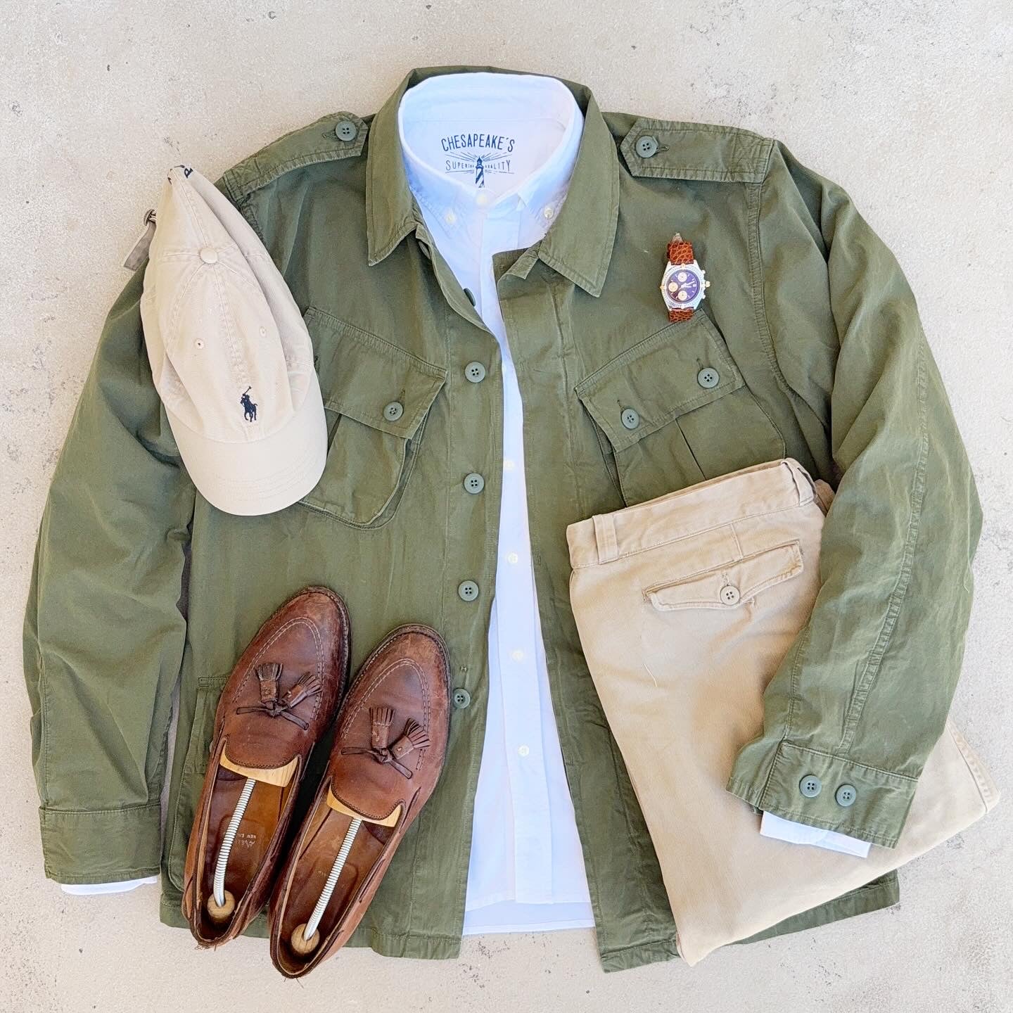 Jungle Jacket Popeline First Pattern Military Green - Chesapeake’s
